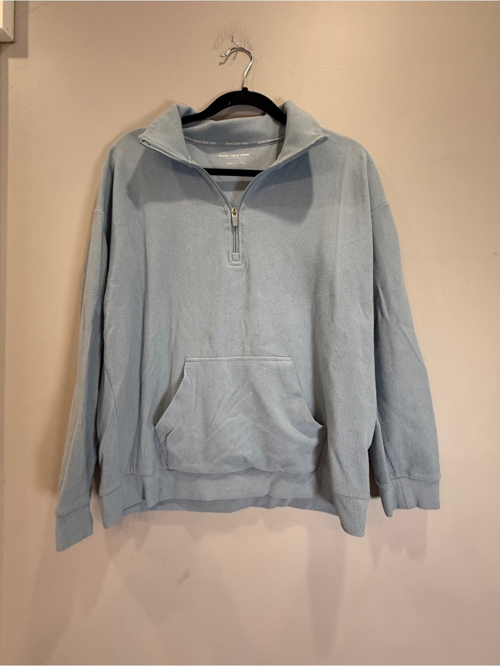 Marc New York Pale Blue Quarter-Zip Pullover Hoodie